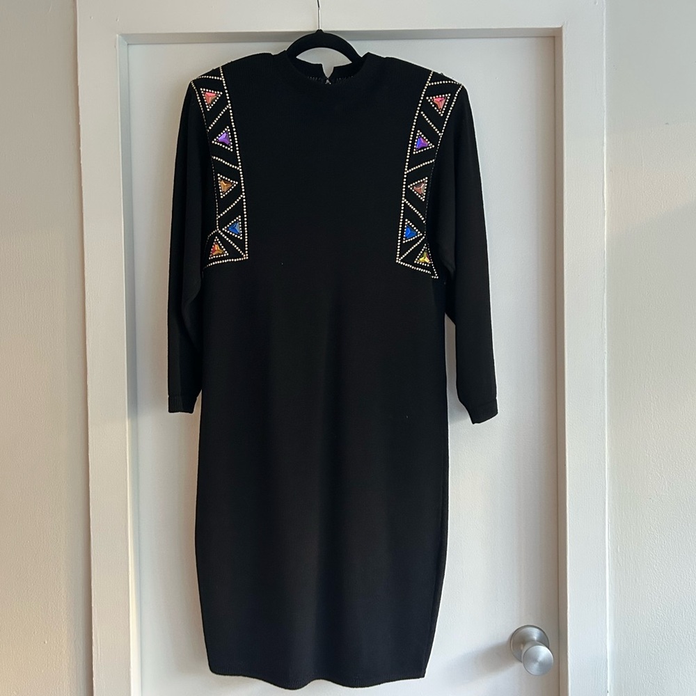 ST. JOHN for Saks Fifth Avenue vintage beaded jeweled long sleeve dress - Picture 5 of 6